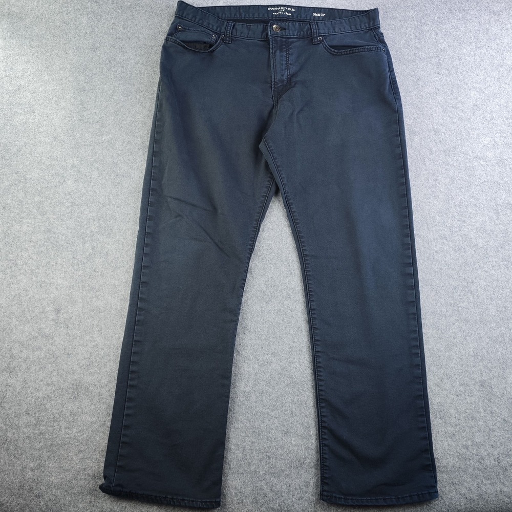 Banana Republic Traveler Jeans Mens 36x30 Slim Fit Dark Blue Straight Leg Cotton
